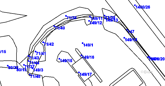 Parcela st. 149/1 v KÚ Růžodol I, Katastrální mapa