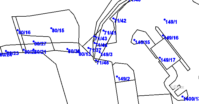 Parcela st. 149/3 v KÚ Růžodol I, Katastrální mapa