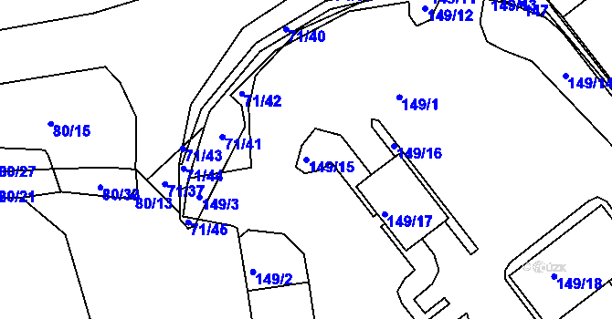 Parcela st. 149/15 v KÚ Růžodol I, Katastrální mapa