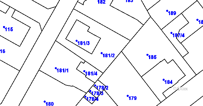 Parcela st. 181/2 v KÚ Růžodol I, Katastrální mapa