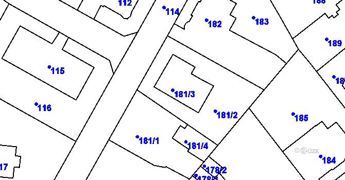Parcela st. 181/3 v KÚ Růžodol I, Katastrální mapa