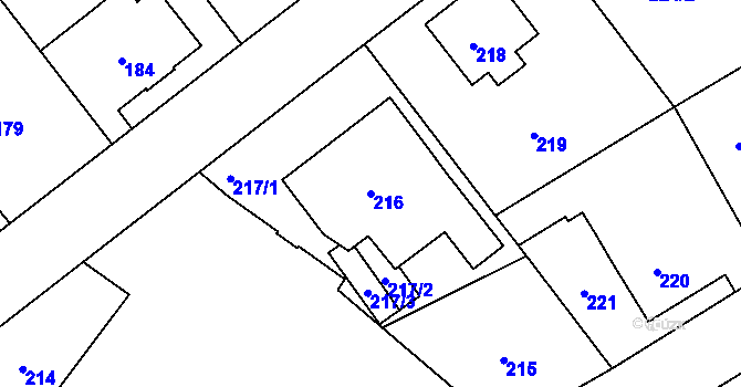 Parcela st. 216 v KÚ Růžodol I, Katastrální mapa