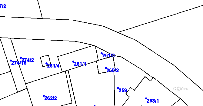 Parcela st. 261/3 v KÚ Růžodol I, Katastrální mapa