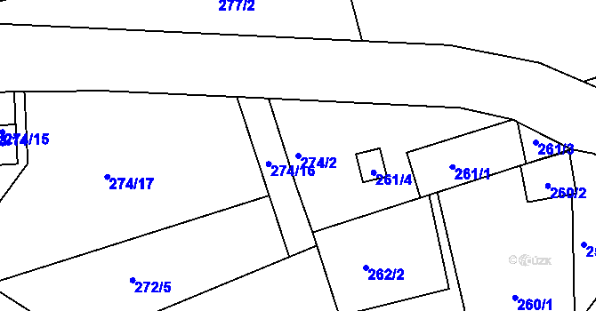 Parcela st. 274/2 v KÚ Růžodol I, Katastrální mapa