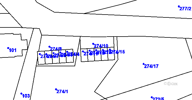 Parcela st. 274/13 v KÚ Růžodol I, Katastrální mapa