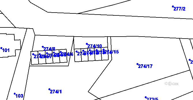 Parcela st. 274/14 v KÚ Růžodol I, Katastrální mapa