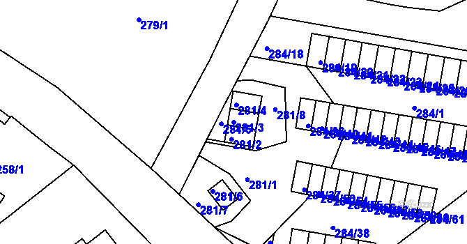 Parcela st. 281/3 v KÚ Růžodol I, Katastrální mapa