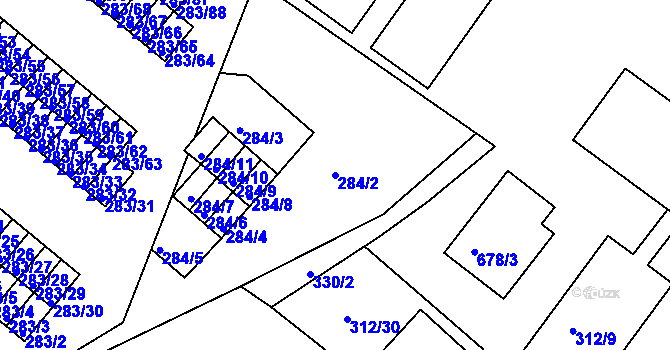 Parcela st. 284/2 v KÚ Růžodol I, Katastrální mapa