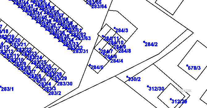 Parcela st. 284/6 v KÚ Růžodol I, Katastrální mapa