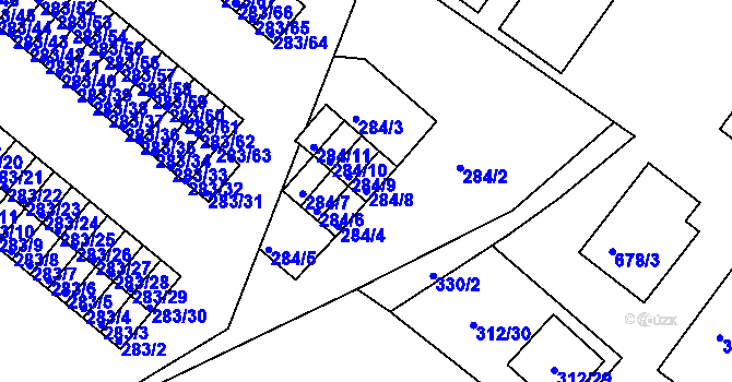 Parcela st. 284/8 v KÚ Růžodol I, Katastrální mapa