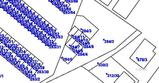 Parcela st. 284/9 v KÚ Růžodol I, Katastrální mapa