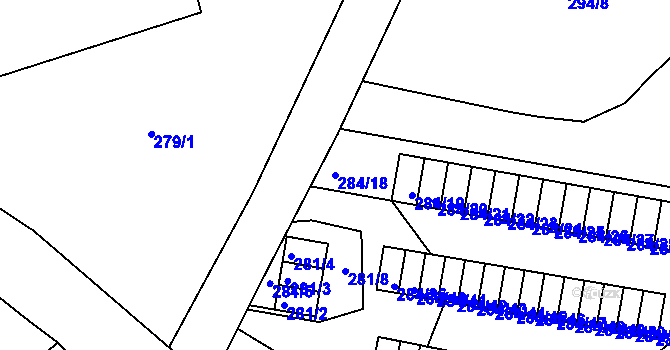 Parcela st. 284/18 v KÚ Růžodol I, Katastrální mapa