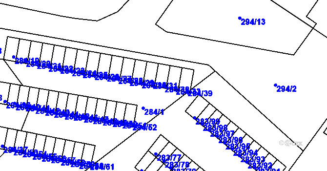 Parcela st. 284/32 v KÚ Růžodol I, Katastrální mapa