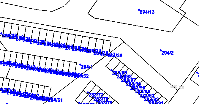 Parcela st. 284/33 v KÚ Růžodol I, Katastrální mapa