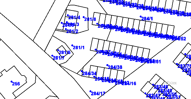 Parcela st. 284/37 v KÚ Růžodol I, Katastrální mapa