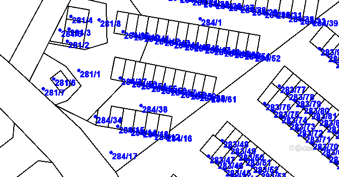 Parcela st. 284/57 v KÚ Růžodol I, Katastrální mapa