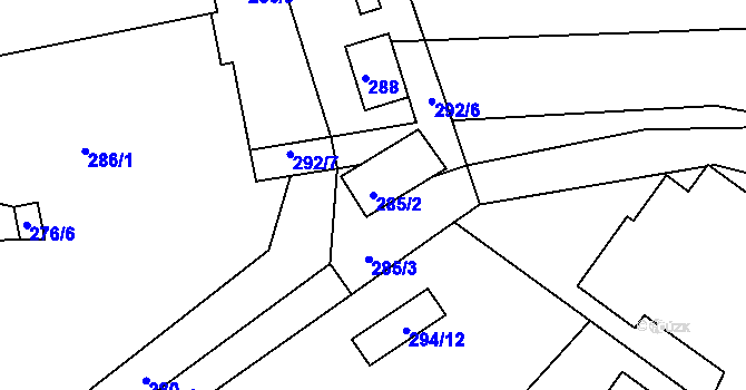 Parcela st. 285/2 v KÚ Růžodol I, Katastrální mapa