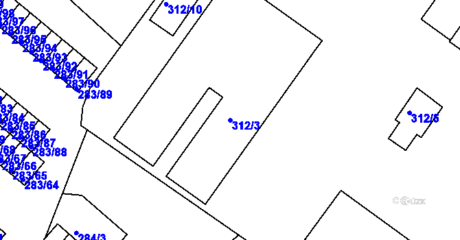 Parcela st. 312/3 v KÚ Růžodol I, Katastrální mapa