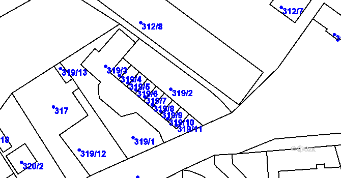 Parcela st. 319/2 v KÚ Růžodol I, Katastrální mapa