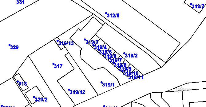Parcela st. 319/6 v KÚ Růžodol I, Katastrální mapa