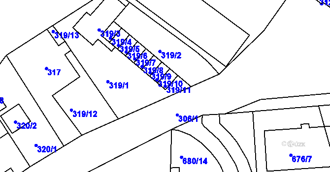 Parcela st. 319/11 v KÚ Růžodol I, Katastrální mapa