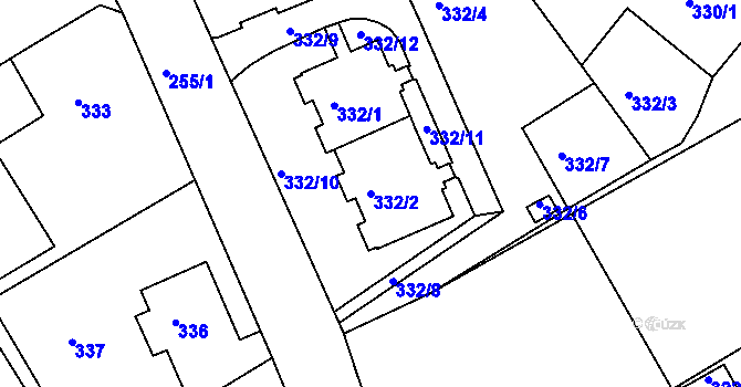 Parcela st. 332/2 v KÚ Růžodol I, Katastrální mapa