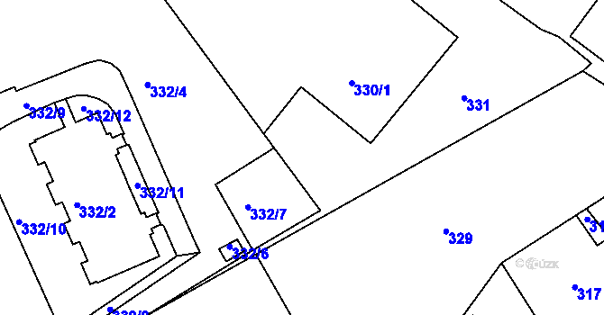 Parcela st. 332/3 v KÚ Růžodol I, Katastrální mapa