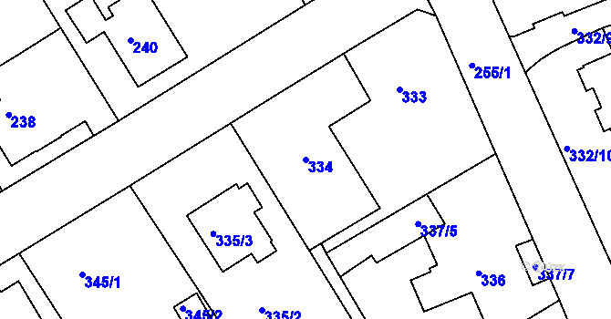 Parcela st. 334 v KÚ Růžodol I, Katastrální mapa