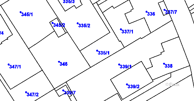 Parcela st. 335/1 v KÚ Růžodol I, Katastrální mapa