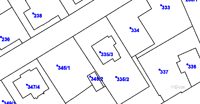 Parcela st. 335/3 v KÚ Růžodol I, Katastrální mapa