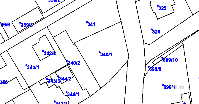 Parcela st. 340/1 v KÚ Růžodol I, Katastrální mapa