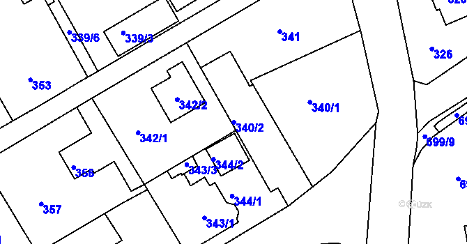 Parcela st. 340/2 v KÚ Růžodol I, Katastrální mapa
