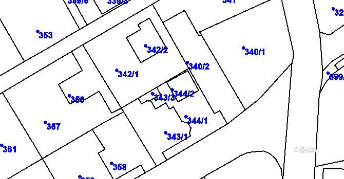 Parcela st. 344/2 v KÚ Růžodol I, Katastrální mapa