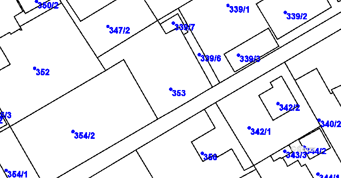Parcela st. 353 v KÚ Růžodol I, Katastrální mapa