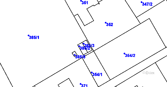 Parcela st. 385/3 v KÚ Růžodol I, Katastrální mapa