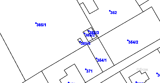 Parcela st. 385/5 v KÚ Růžodol I, Katastrální mapa