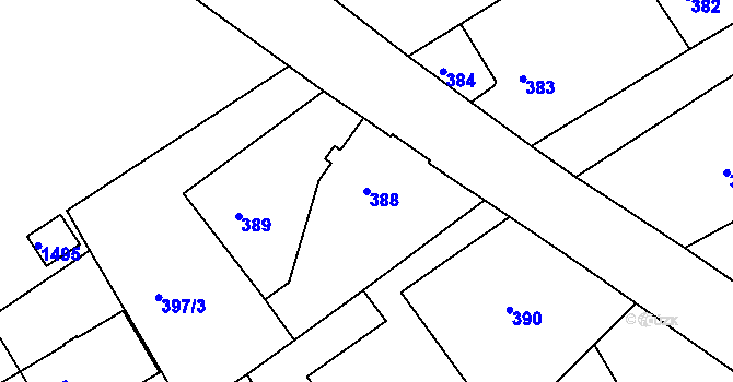 Parcela st. 388 v KÚ Růžodol I, Katastrální mapa