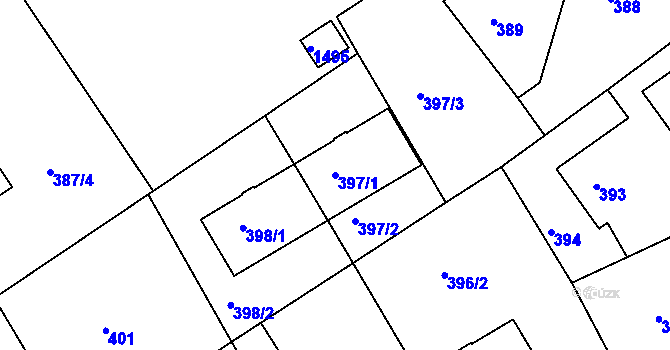 Parcela st. 397/1 v KÚ Růžodol I, Katastrální mapa