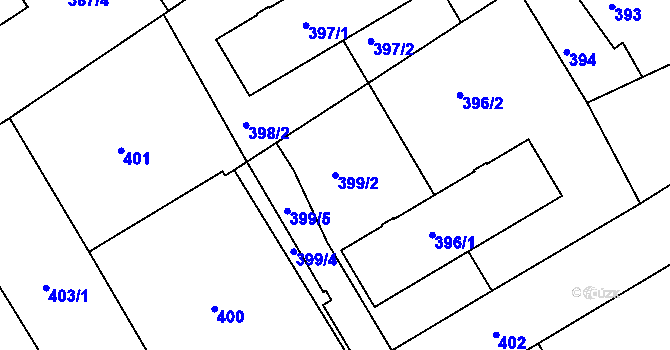 Parcela st. 399/2 v KÚ Růžodol I, Katastrální mapa