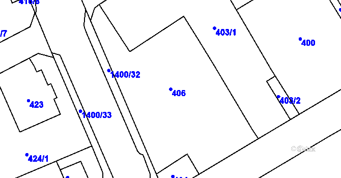 Parcela st. 406 v KÚ Růžodol I, Katastrální mapa