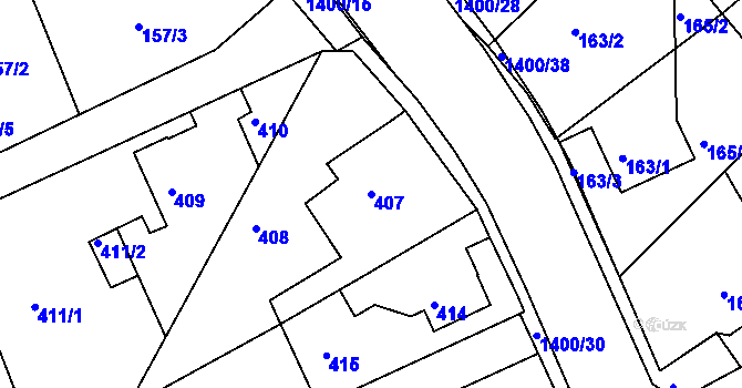 Parcela st. 407 v KÚ Růžodol I, Katastrální mapa