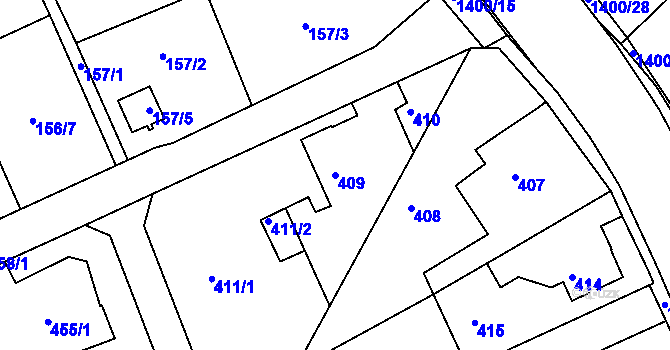 Parcela st. 409 v KÚ Růžodol I, Katastrální mapa