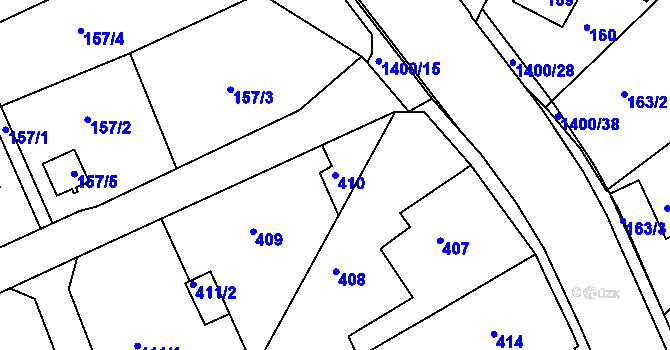 Parcela st. 410 v KÚ Růžodol I, Katastrální mapa