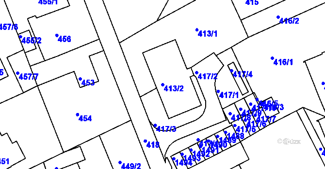 Parcela st. 413/2 v KÚ Růžodol I, Katastrální mapa