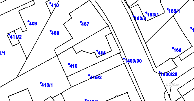 Parcela st. 414 v KÚ Růžodol I, Katastrální mapa