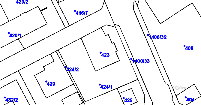 Parcela st. 423 v KÚ Růžodol I, Katastrální mapa