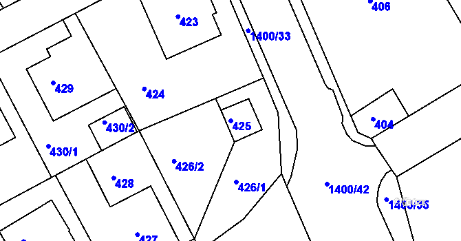 Parcela st. 425 v KÚ Růžodol I, Katastrální mapa
