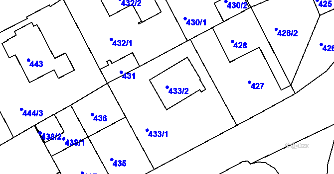Parcela st. 433/2 v KÚ Růžodol I, Katastrální mapa