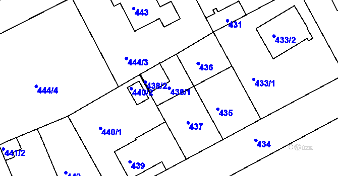 Parcela st. 438/1 v KÚ Růžodol I, Katastrální mapa