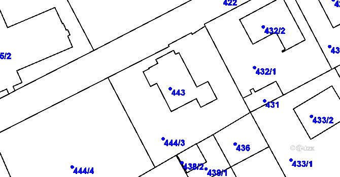 Parcela st. 443 v KÚ Růžodol I, Katastrální mapa